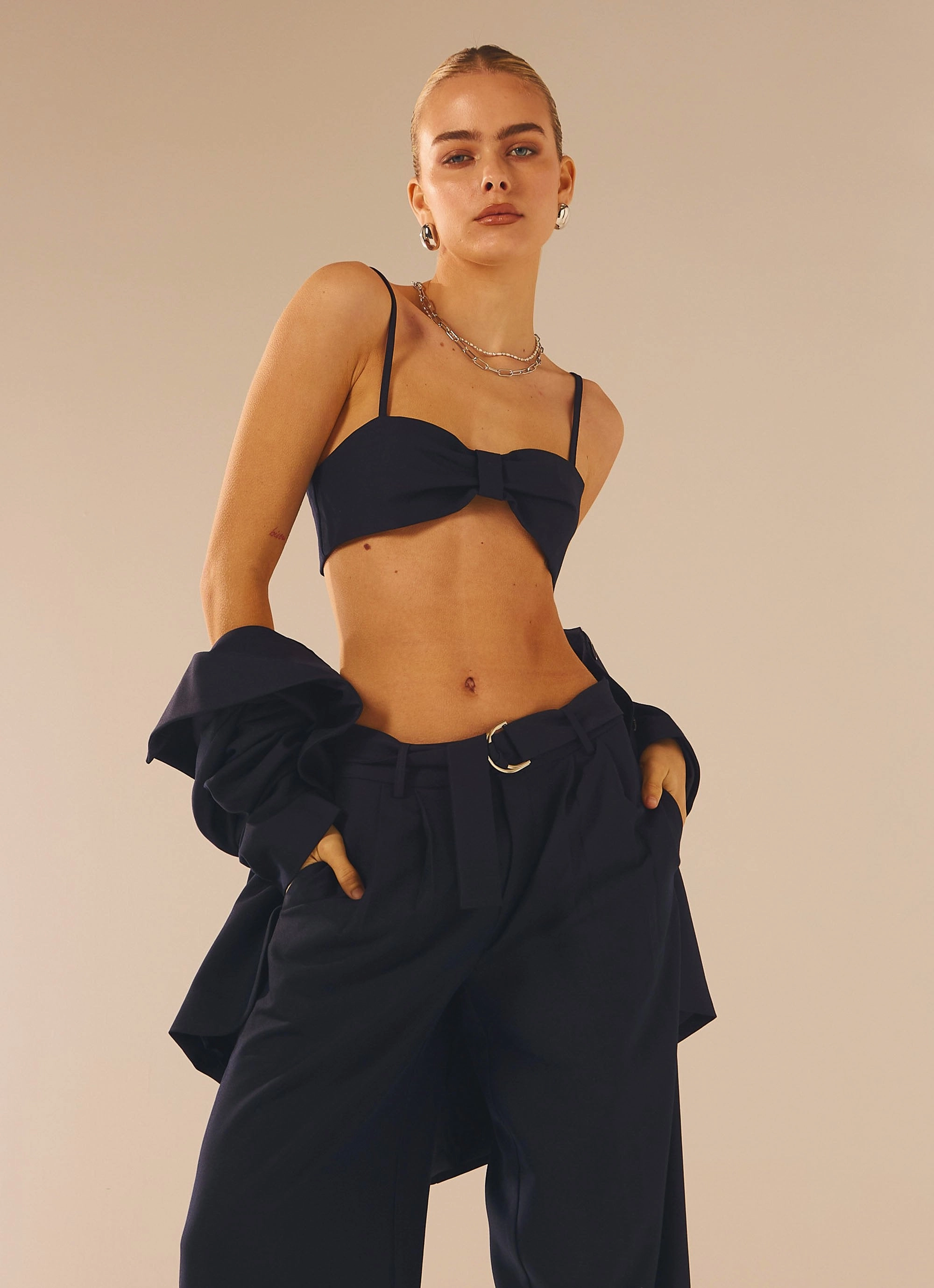 Anti Pilling Finish Comfortable Wear City Slicker Bandeau Top - Navy Ink