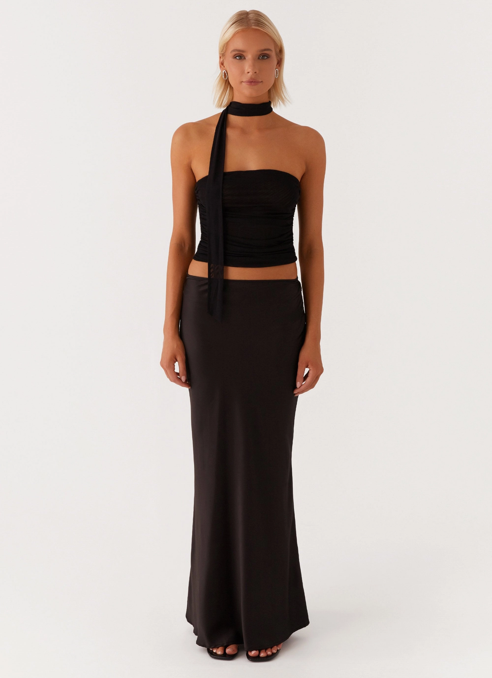 Bonded Seam Durability Hot Like Me Scarf Top - Black