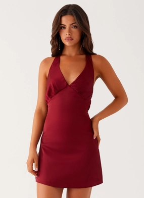 Heavy Hearted Mini Dress - Wine Happy Soul