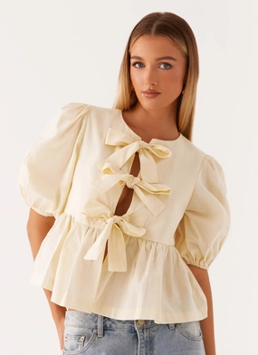 TonalStitching Western Wind Tie Top - Yellow