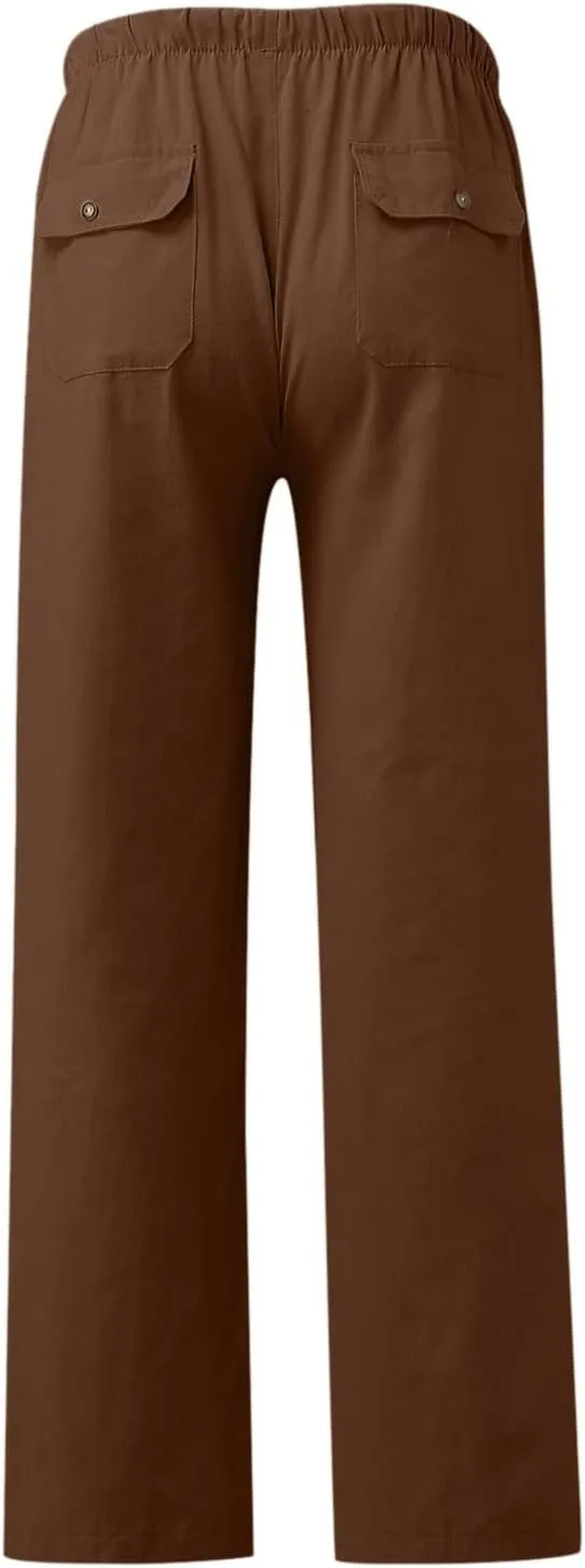 LCMTWX Beach Pants for Women Solid Cotton and Pants with Pocket Long Pants Linen Pants Women Plus Size Cute Pants for Women