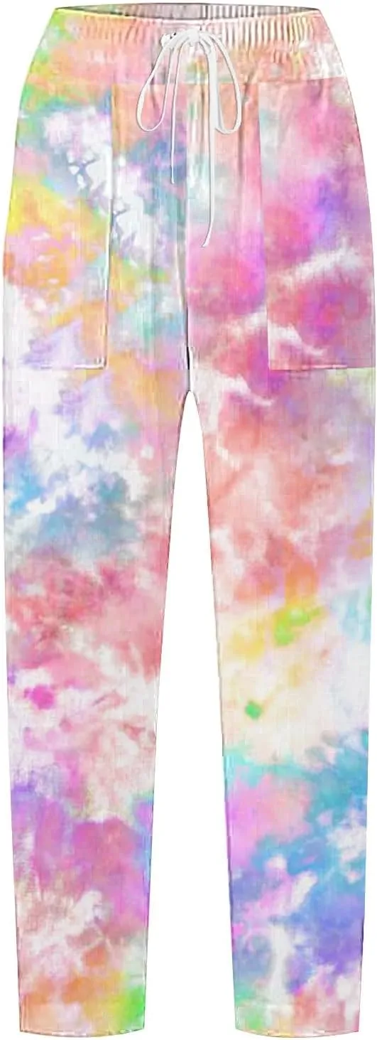 LCMTWX Linen Pants for Women 2025 Casual Drawstring Pants Capri Pants 2025 Pants with Pockets Wide Leg Cropped Pants