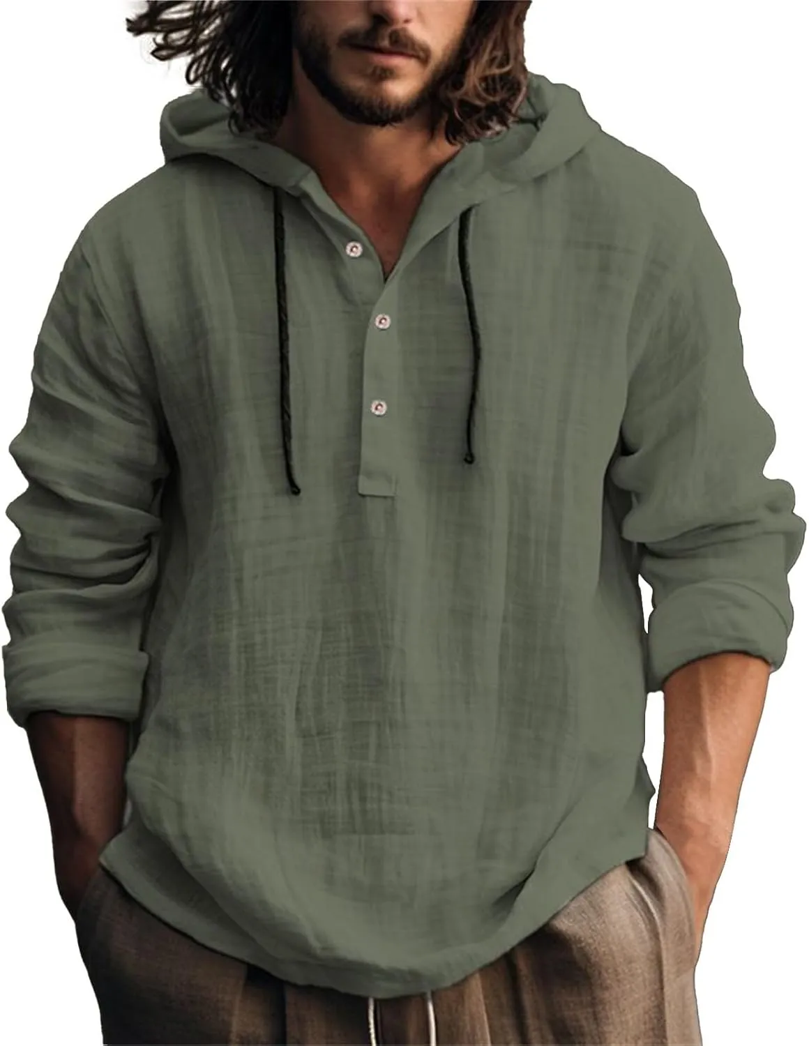 LCMTWX Men's Button Down Shirts Cotton Long Sleeve Long Sleeved Solid Color Cotton Linen Shirt T Shirts for Man Shirts for