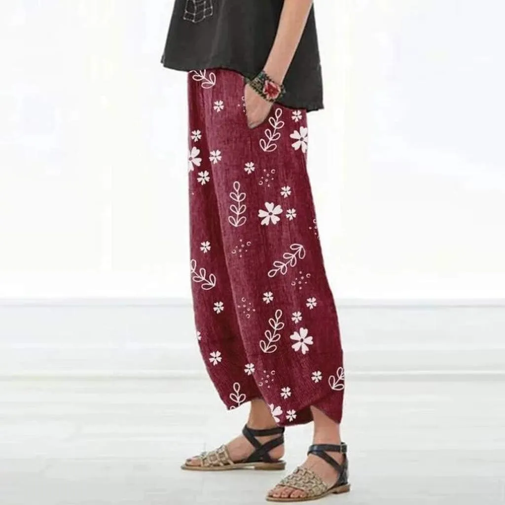 LCMTWX Summer Clothes for Women Pants Elastic Waist Loose Long Pants Haren Pants Trousers Women's Pants Women White Pants