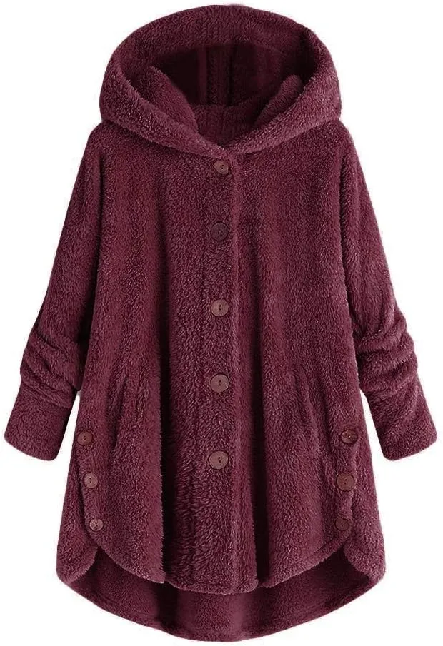 LCMTWX Womens Fuzzy Fleece Jacket Pullover Tail Loose Women Coat Tops Women's Coat Outerwear with Pockets Ski Jackets For