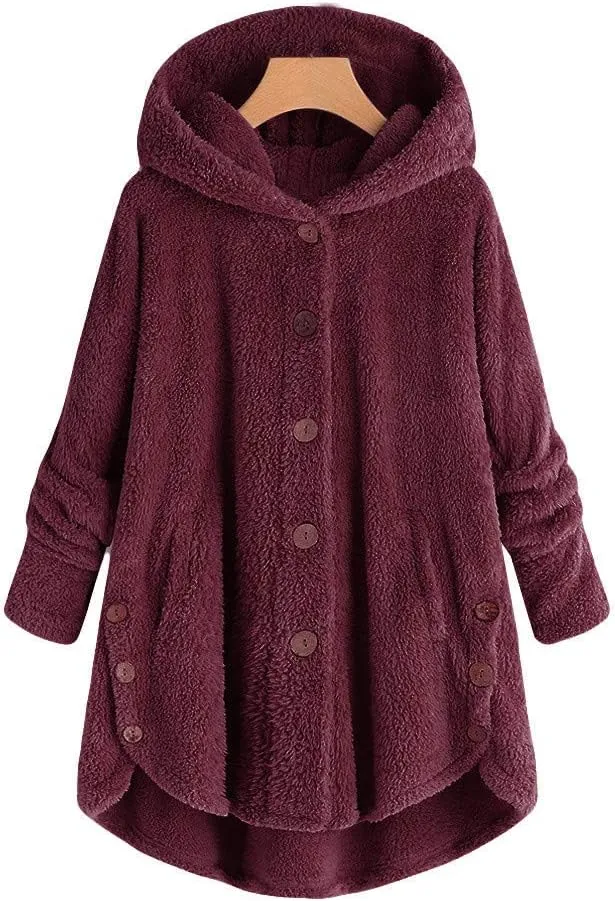LCMTWX Womens Fuzzy Fleece Jacket Pullover Tail Loose Women Coat Tops Women's Coat Outerwear with Pockets Ski Jackets For