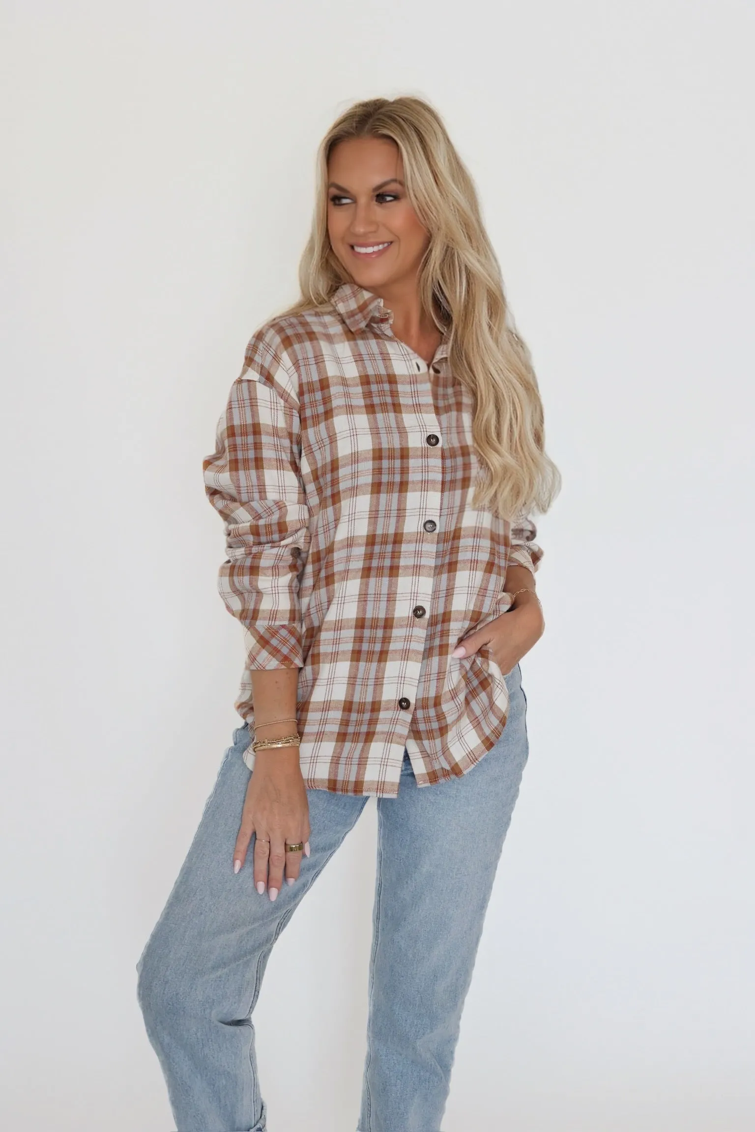 Leah Plaid Shirt - Camel Mesh Lining