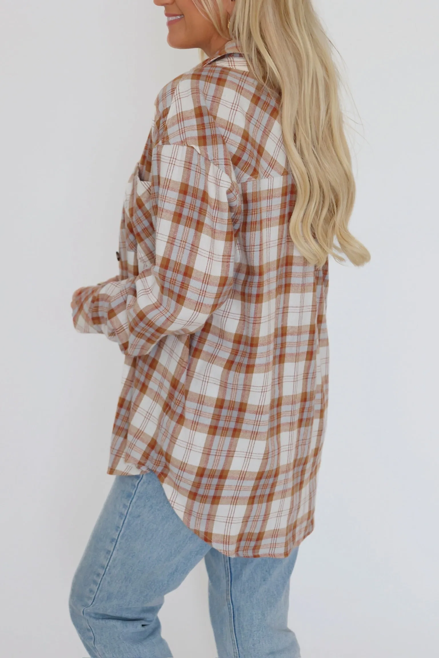 MultipanelLayout Cool Weather Leah Plaid Shirt - Camel
