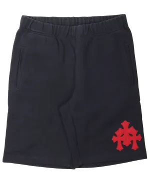Leather Cross Sweat Shorts