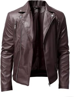 Leather Jackets for Men, Faux Bomber Jacket Men Motorcycle Notch Lapel Moto Biker Coat Zip Up Bomber Jackets Outerwear