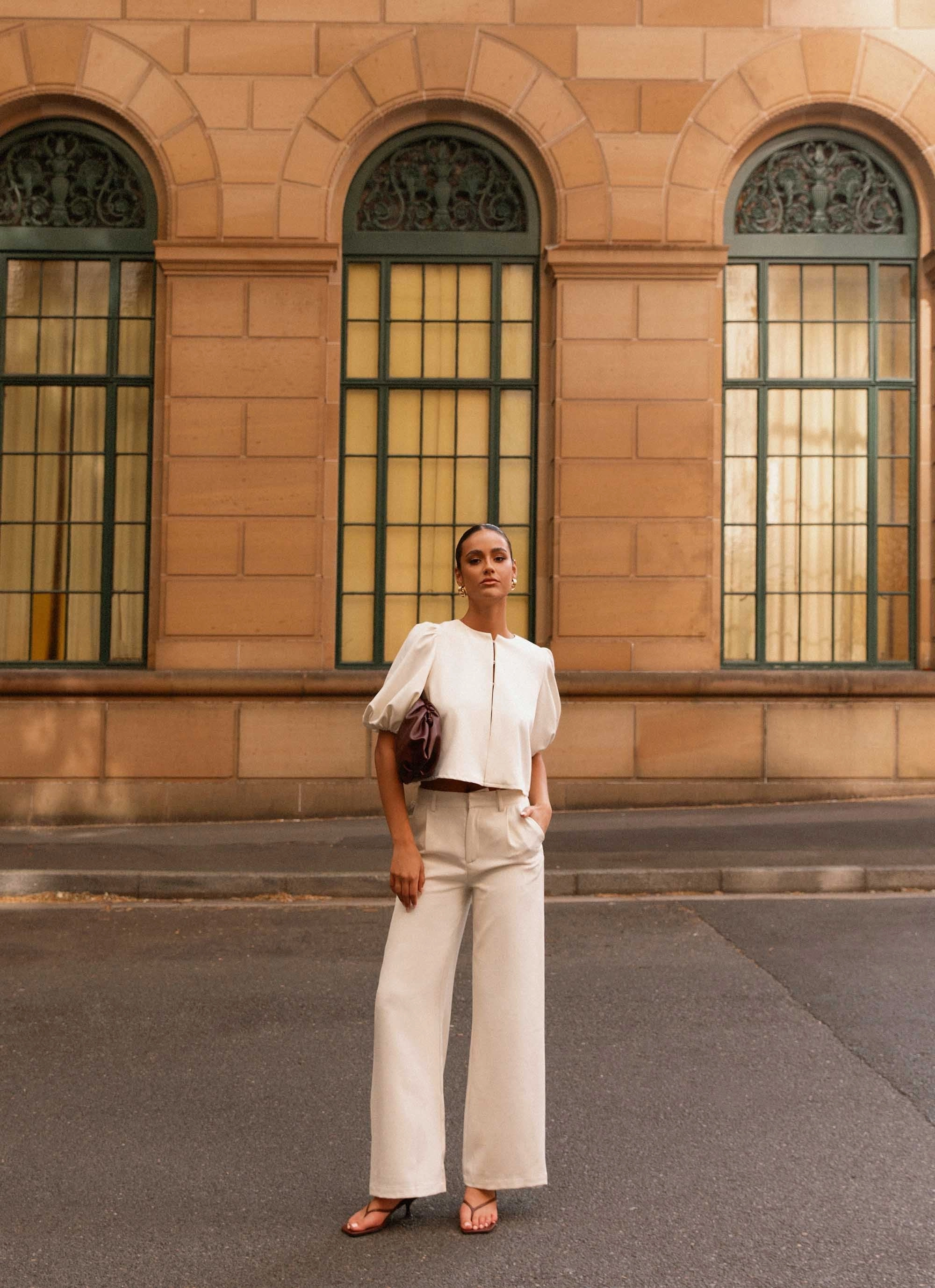 Adjustable Fit System FlexibleSole Leila Suiting Pants - Ivory