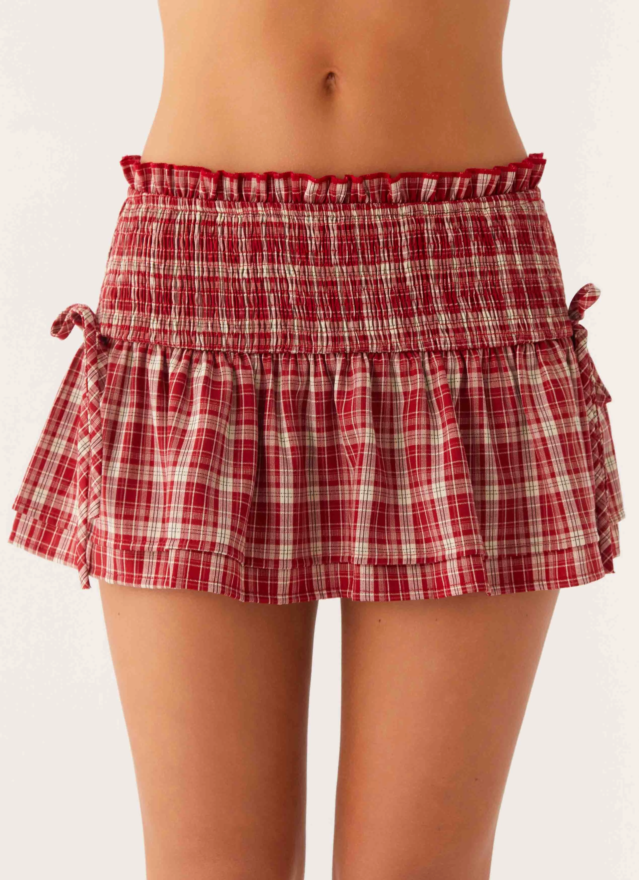 Zip Pocket Lenore Mini Skirt - Ruby Check