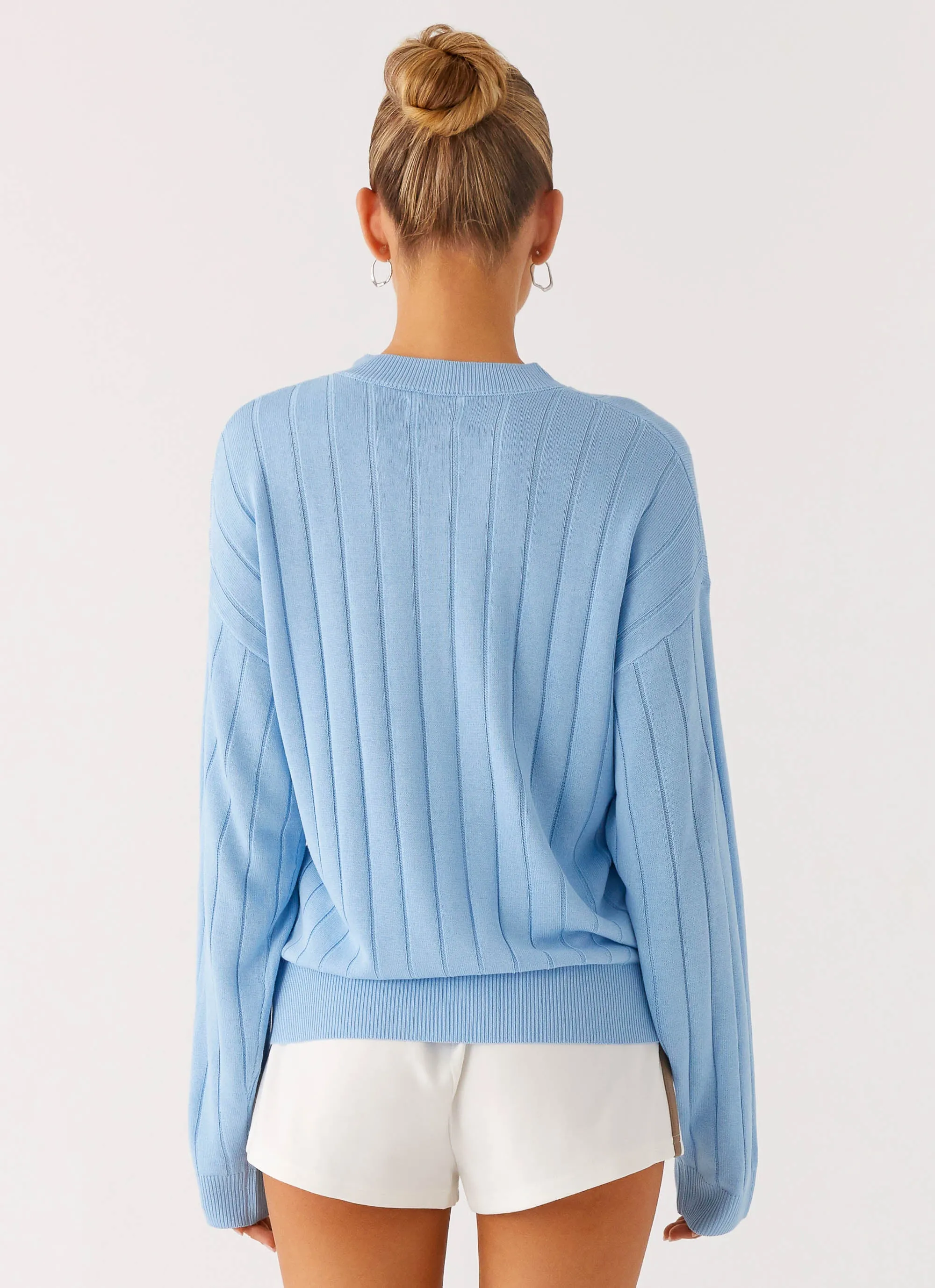 Leo Oversized Cardigan - Sky Blue SeamlessSidePanels Sporty Hoodie