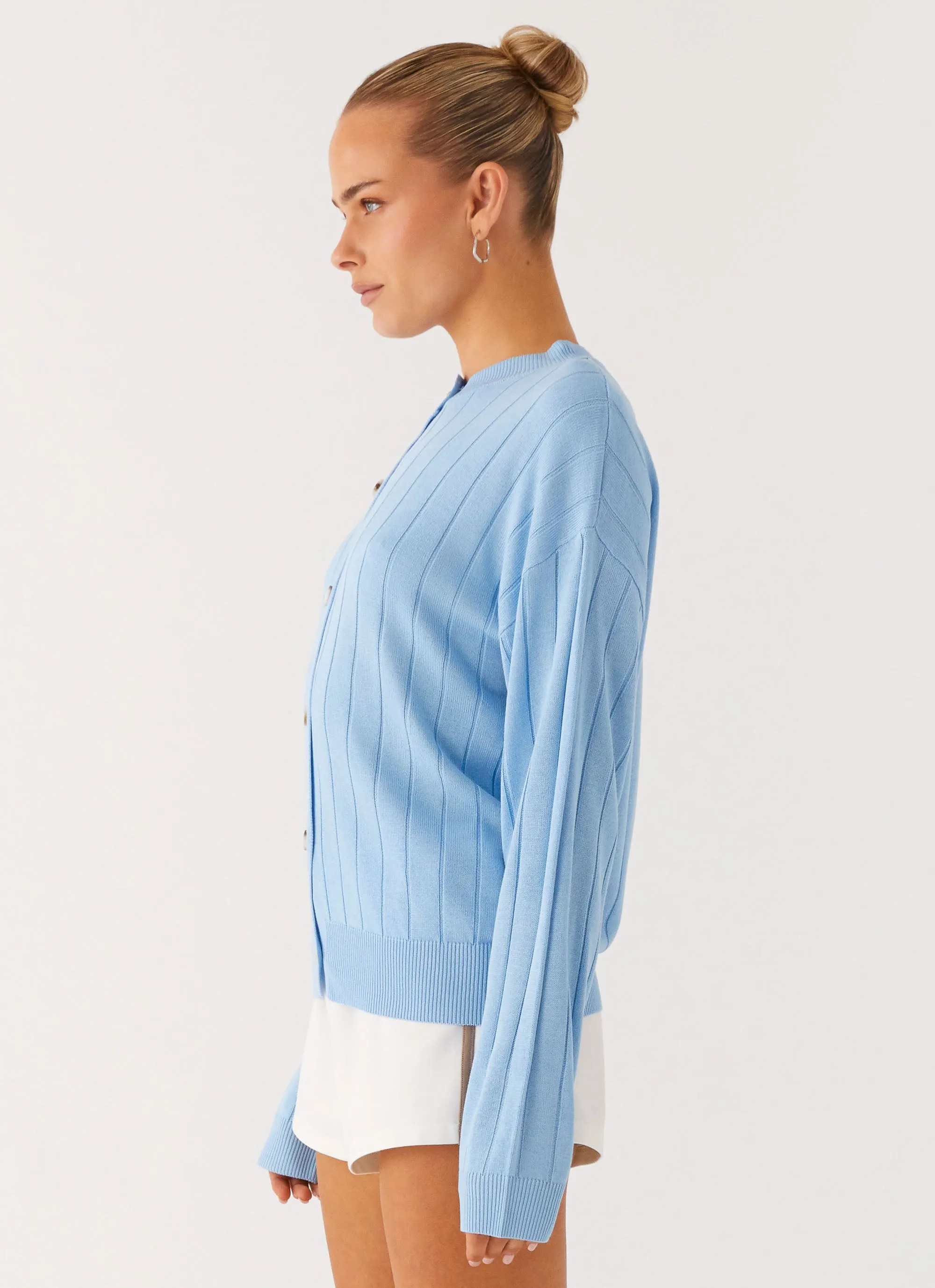 Flatlock Seam Technique UV Protection Enhanced Leo Oversized Cardigan - Sky Blue