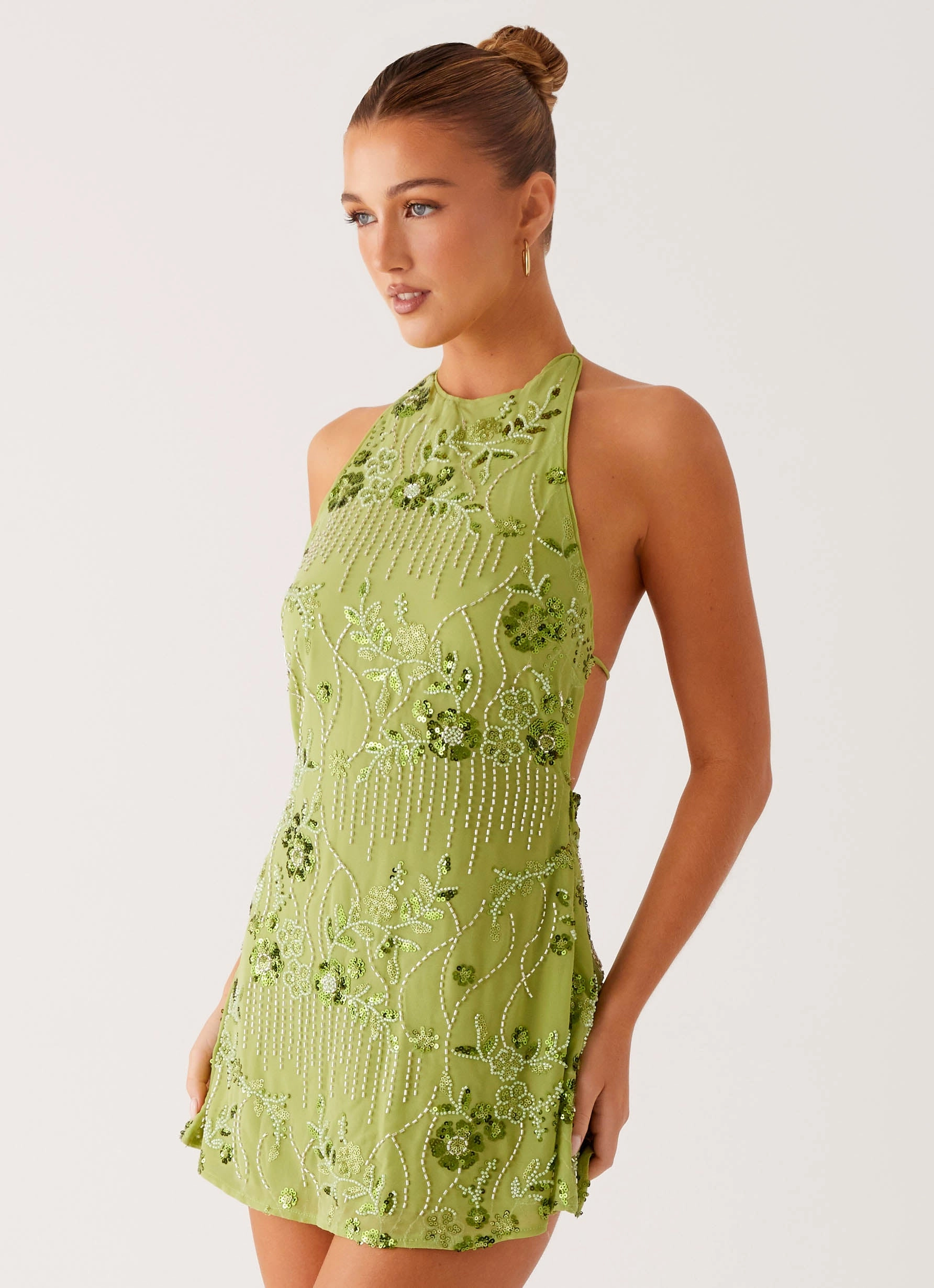 Leo Beaded Mini Dress - Green Modern Form