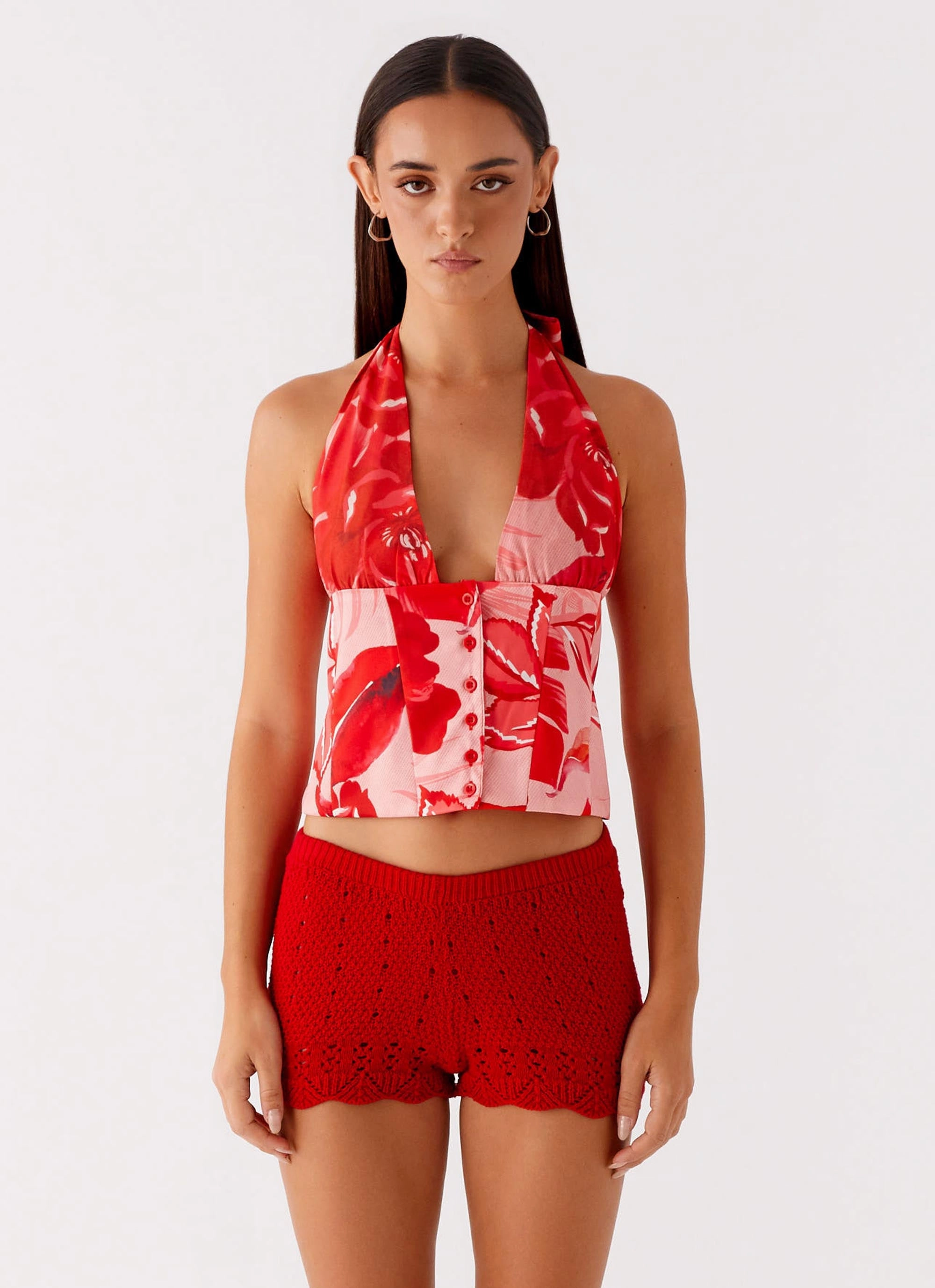 Lets Pretend Halterneck Top - Sicily Sunsets Print AntiStatic Coating anti static coating