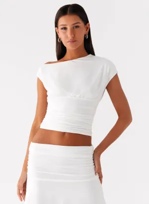 Liana Asymmetrical Top - White Trendy Shirt