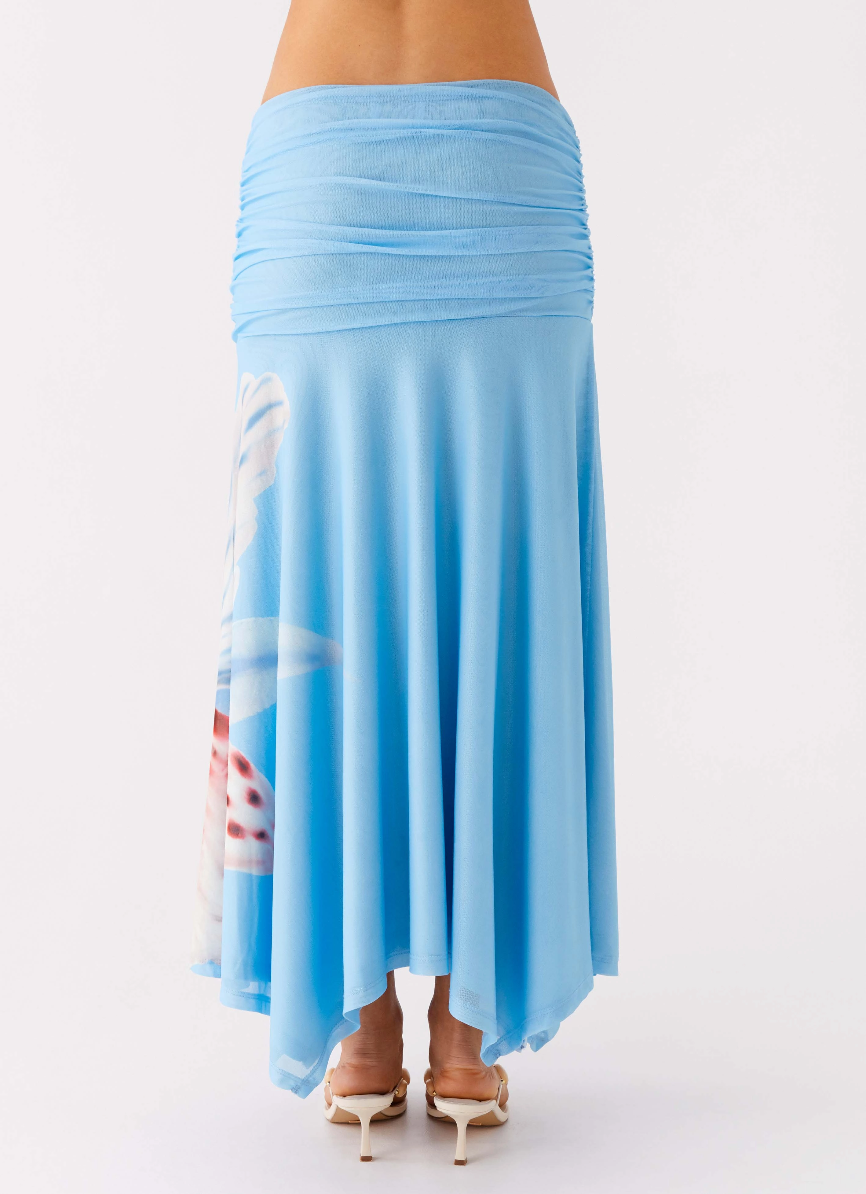 Liana Ruched Maxi Skirt - Deep Sea Bloom Casual Comfort Wear