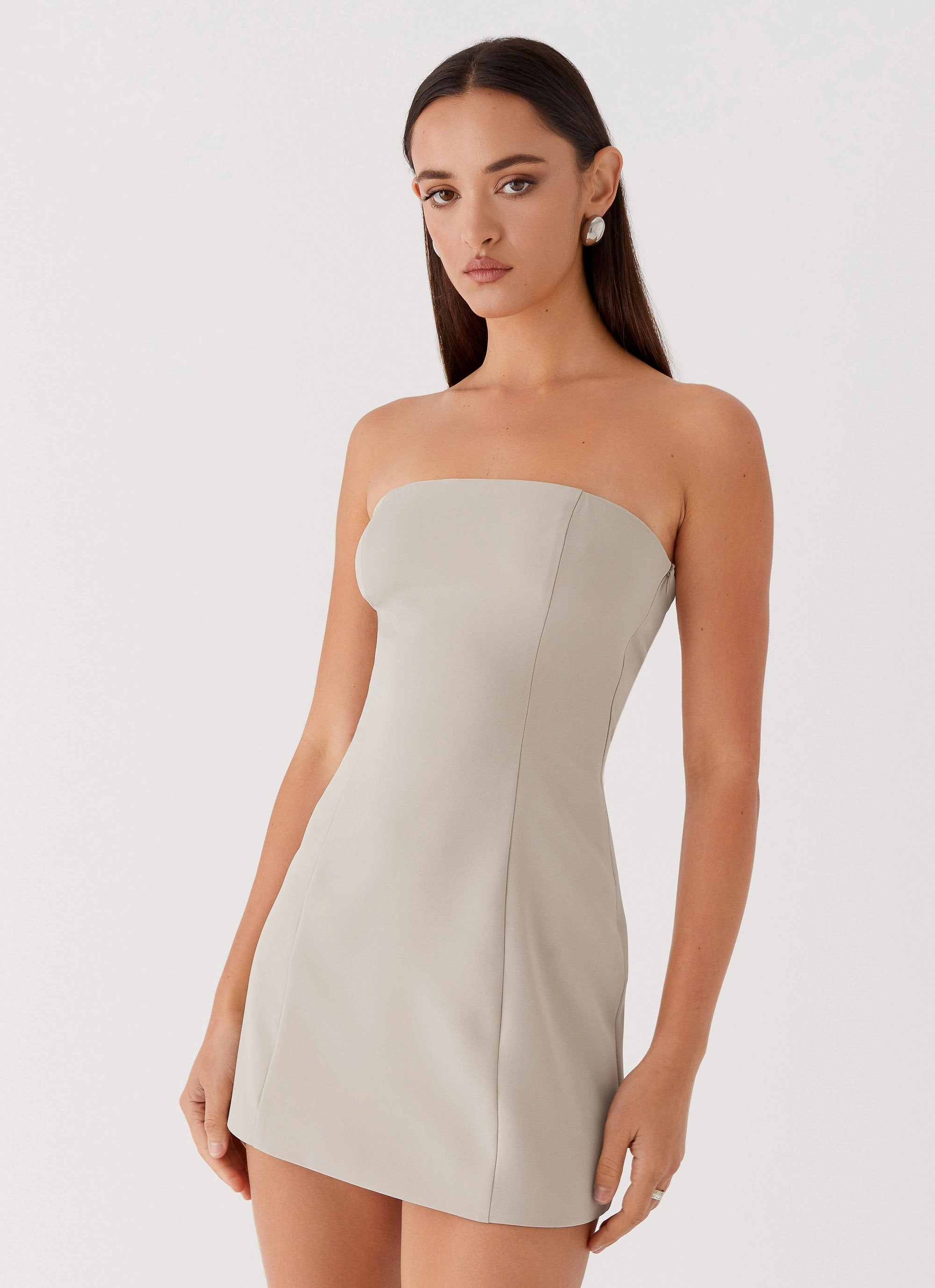 Ayanna Strapless Mini Dress - Beige Chic And Comfortable Comfortable Waist Design