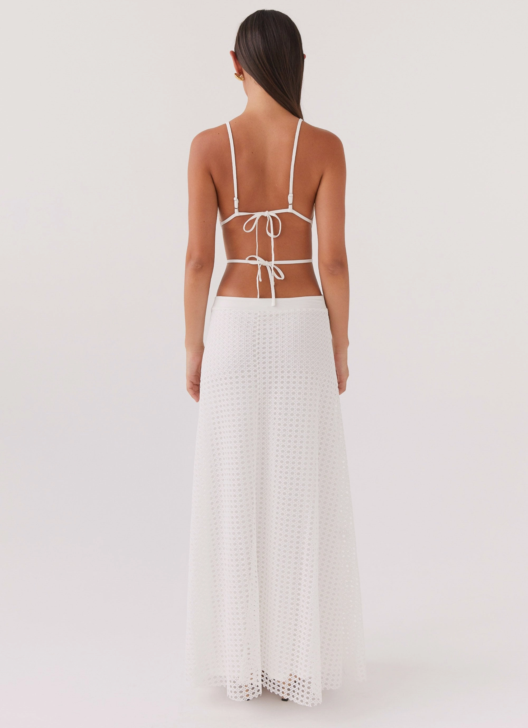 Enchanted Melodies Maxi Dress - White Drape Wave Refined Line