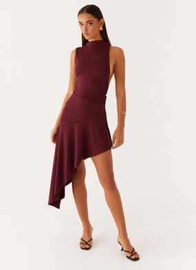 Clean Comfort Venetia Asymmetric Maxi Dress - Deep Maroon
