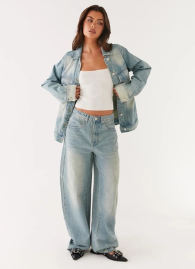 Easy Motion Maxwell Baggy Jeans - Washed Blue