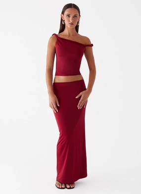 Water Resistant Senior Style Solace Soul Maxi Skirt - Maroon