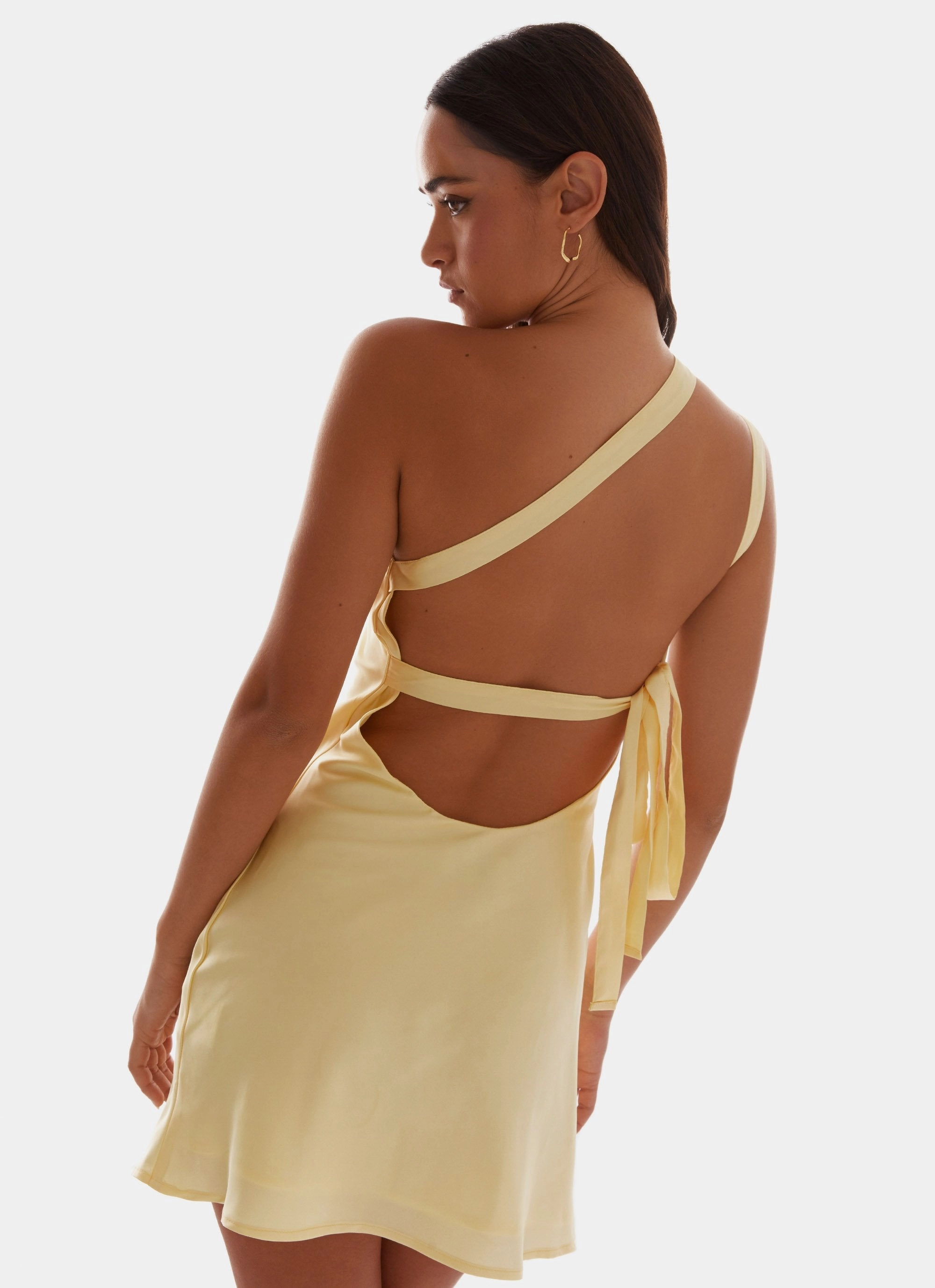Tiered-Skirt Neutral Flow Lights Out Mini Dress - Yellow