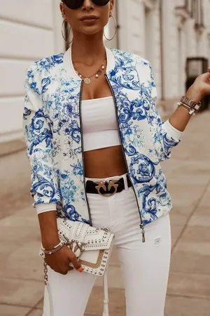 Lightweight Zip Up Stand Collar Bomber Jacket