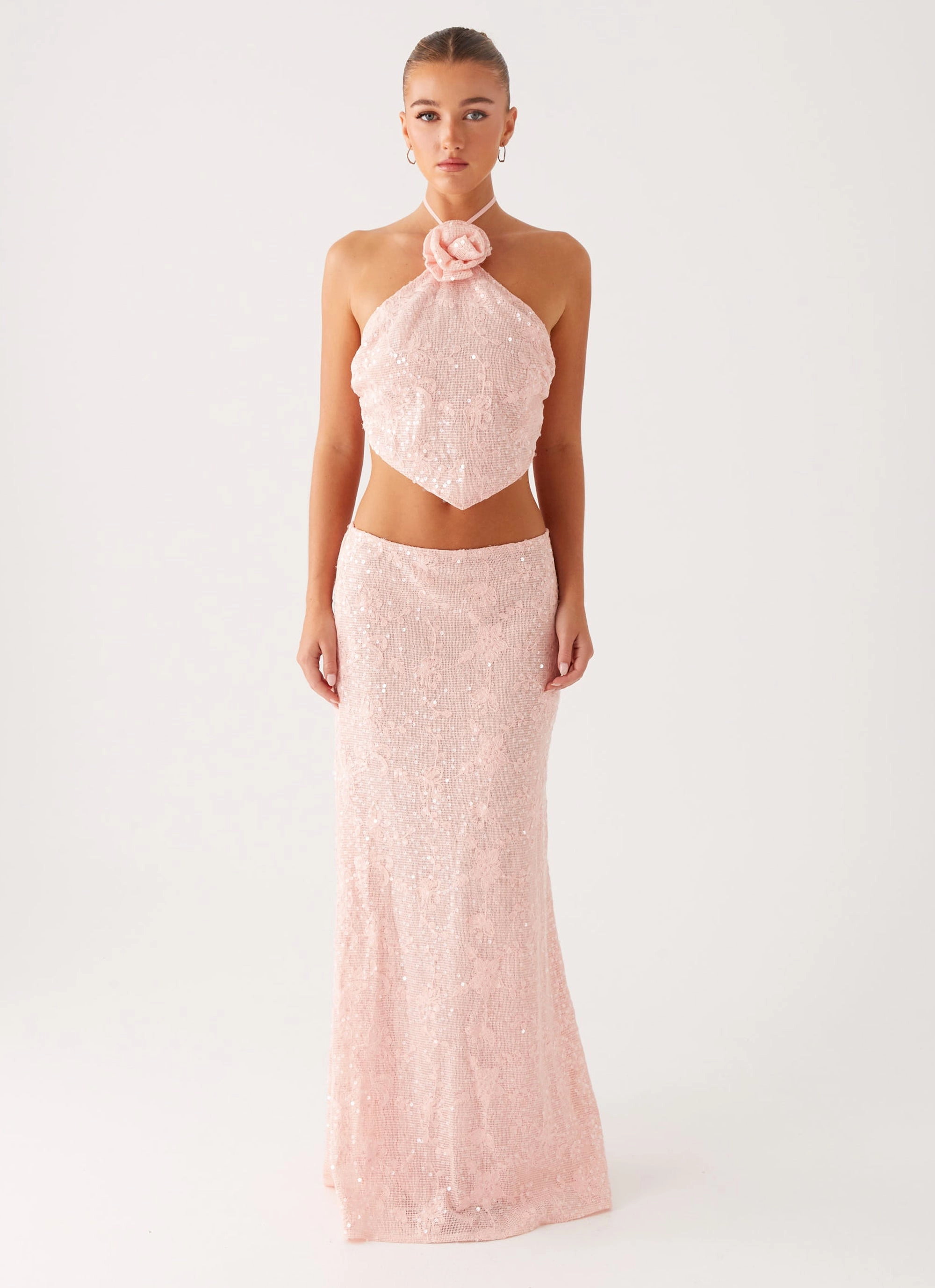 Nico Sequin Maxi Skirt - Pink Seamless Technology