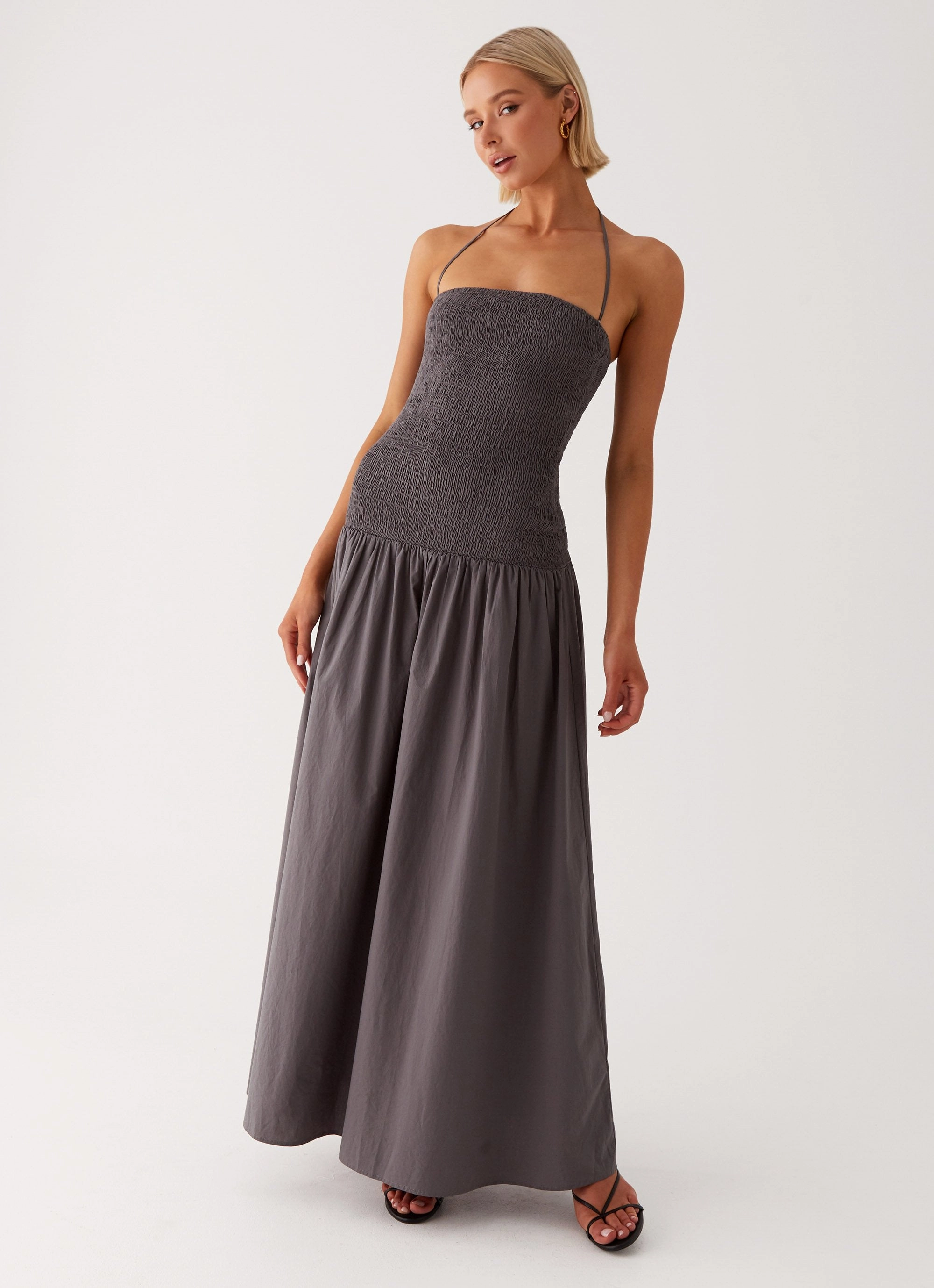 Zahra Maxi Dress - Charcoal Stylish Waistband Fit Fashionable Comfort Wear