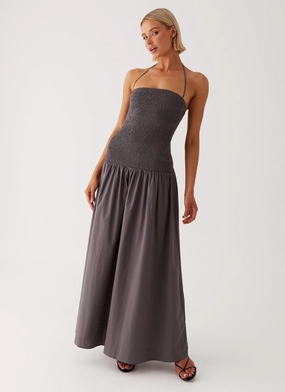 Zahra Maxi Dress - Charcoal Stylish Waistband Fit Fashionable Comfort Wear