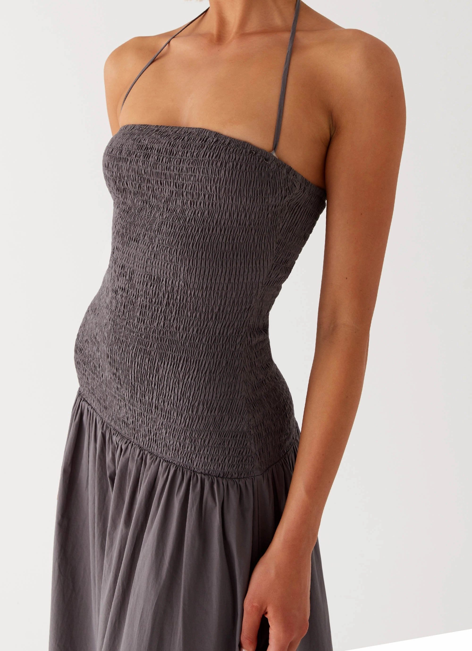 Cozy Texture Resort Vibes Zahra Maxi Dress - Charcoal