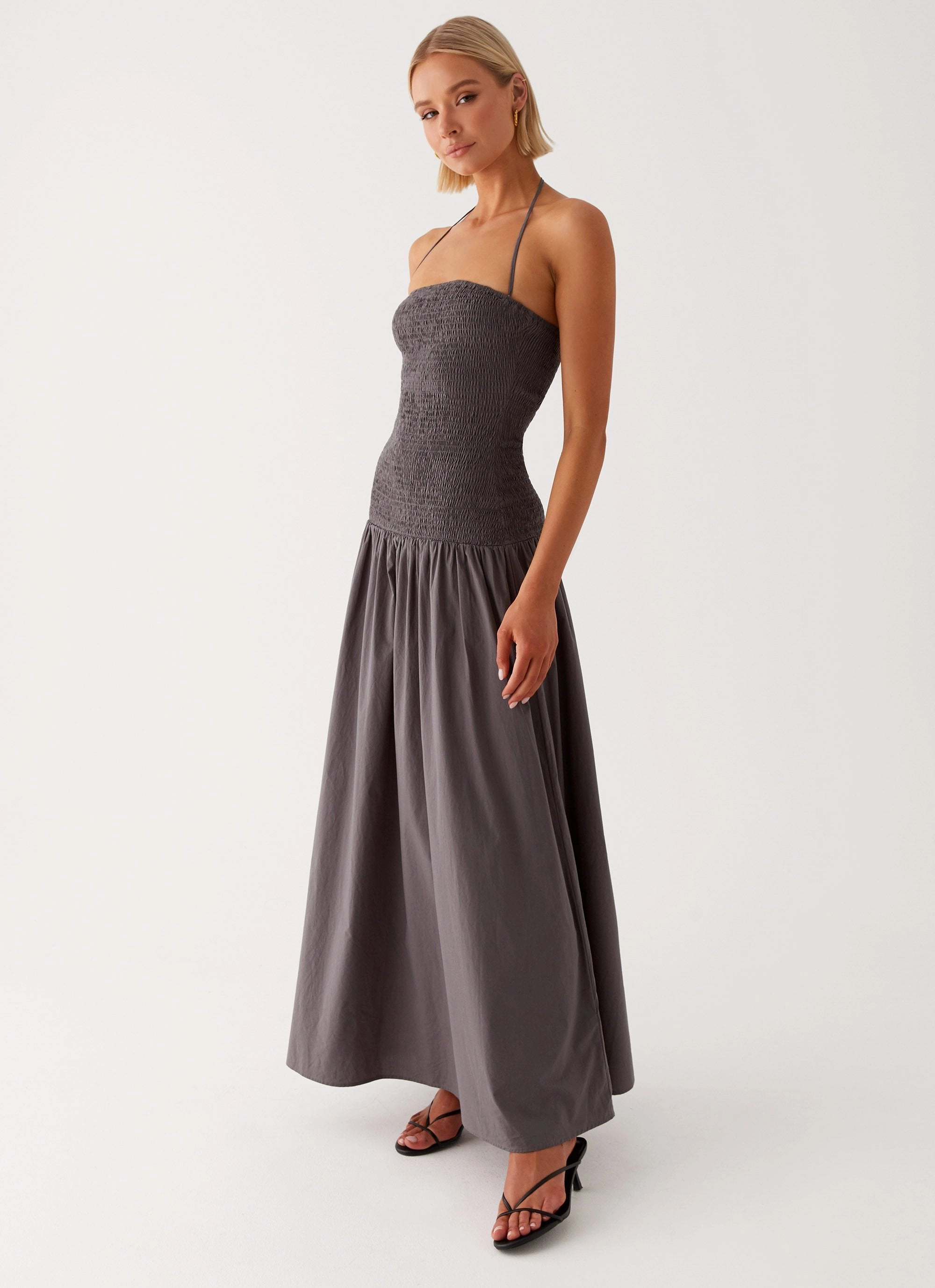 Feminine Energy Cozy and Comfortable Zahra Maxi Dress - Charcoal