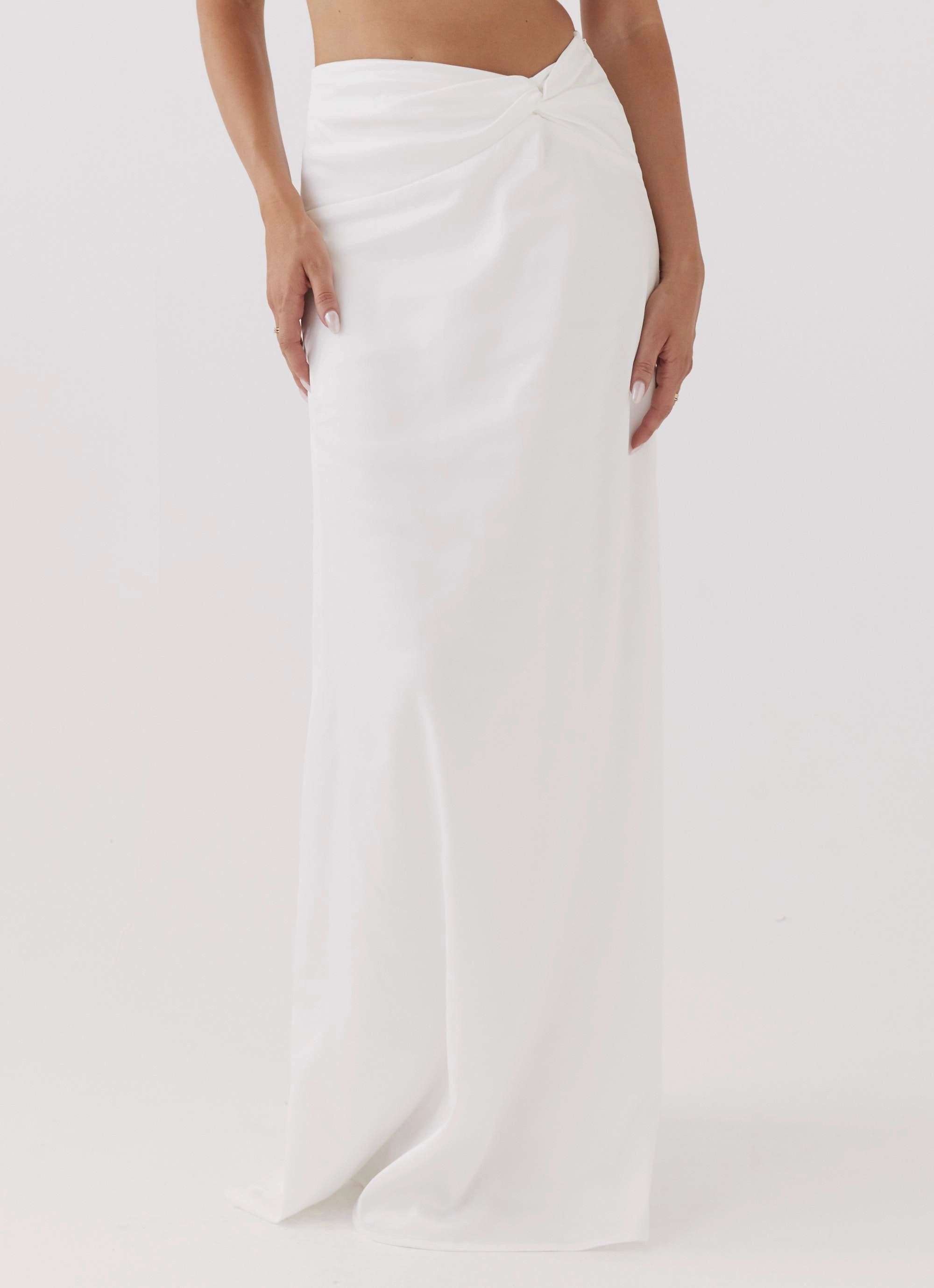 Fresh Texture Neutrals Only Crescent Light Twist Maxi Skirt - Ivory