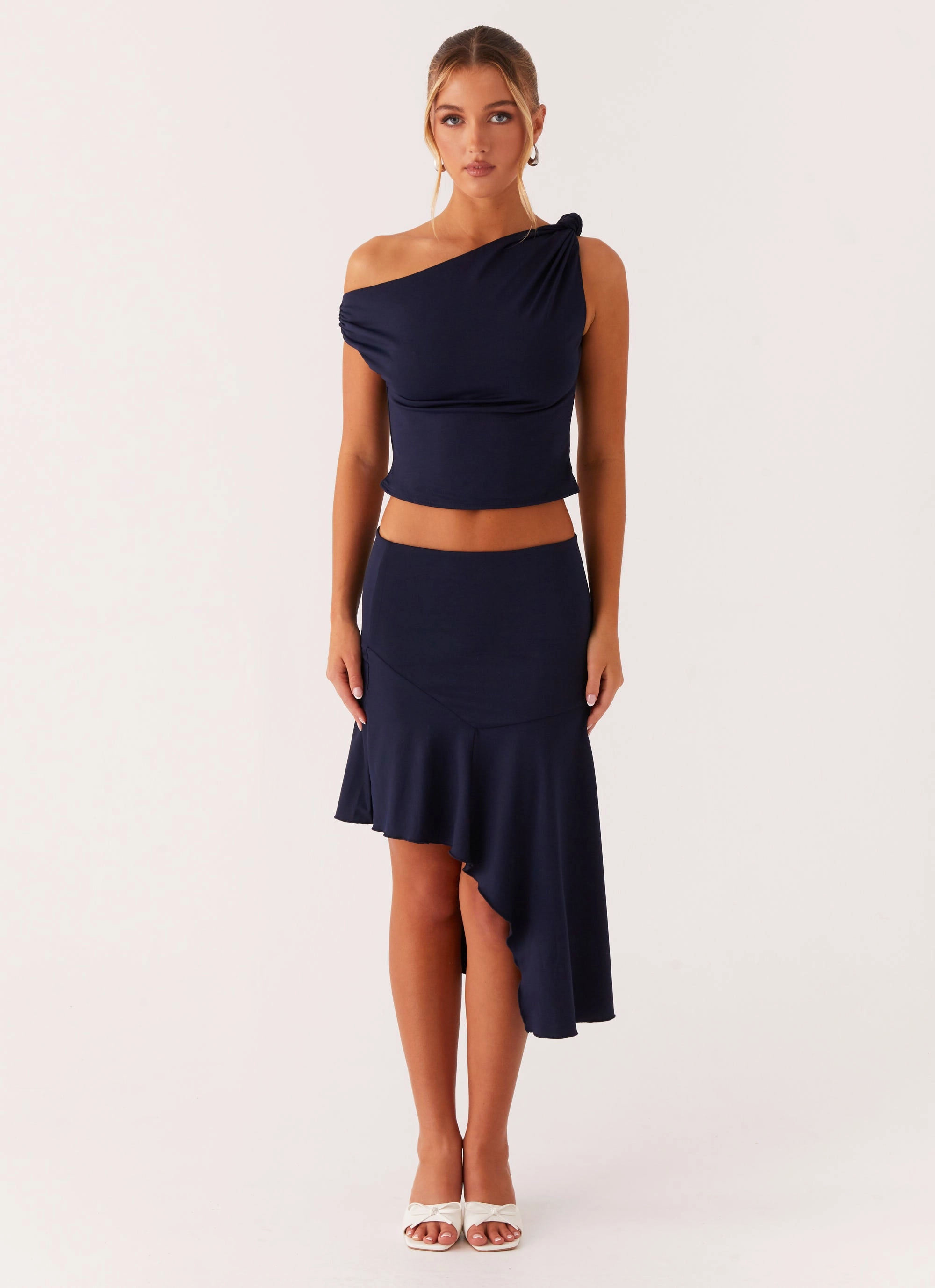 Viola Midi Skirt - Navy Fast fashion