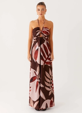 Ramona Linen Maxi Dress - Cinnamon Palm Artistic Flair Sharp Style