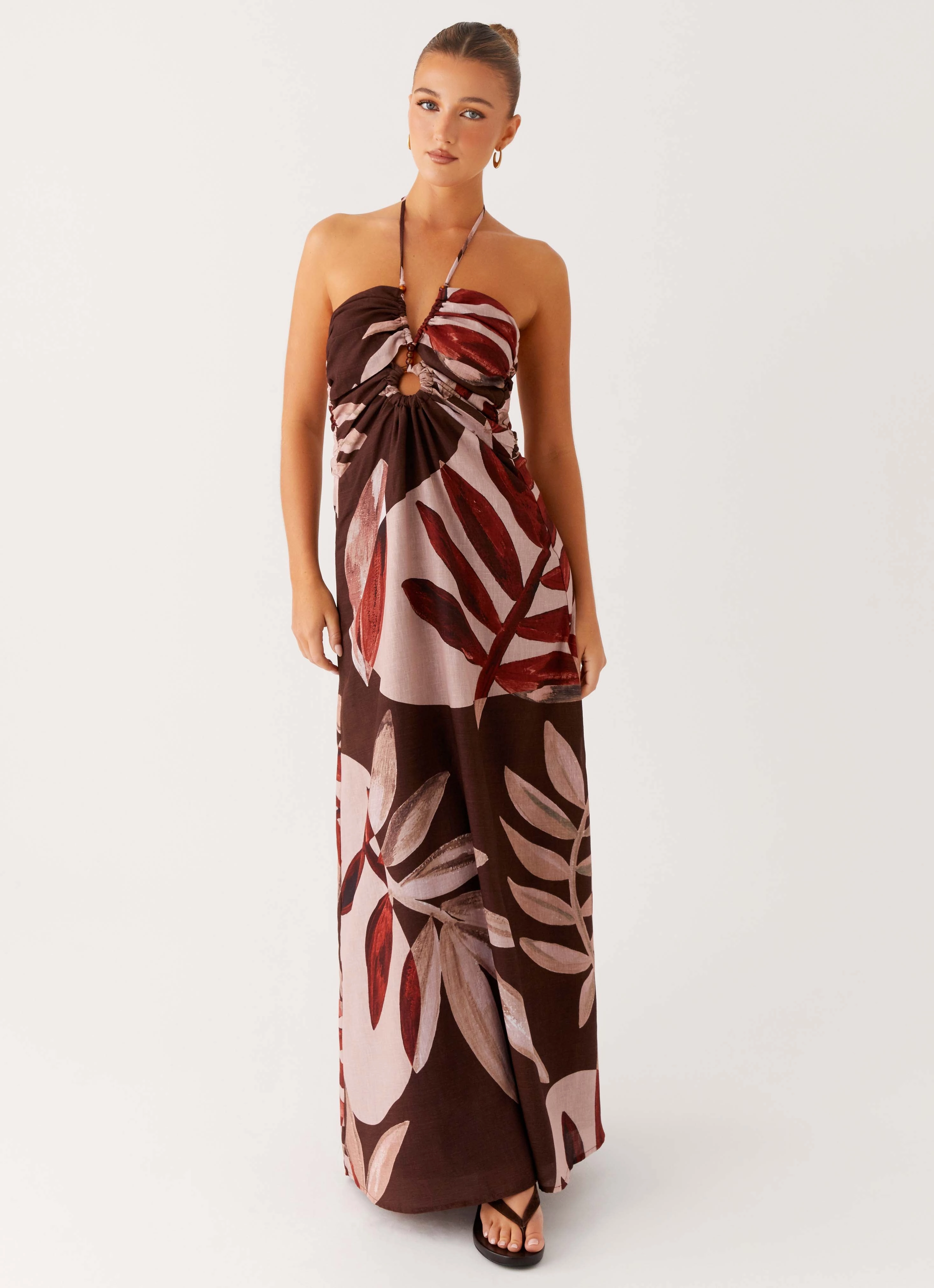 Urban Edge Ramona Linen Maxi Dress - Cinnamon Palm
