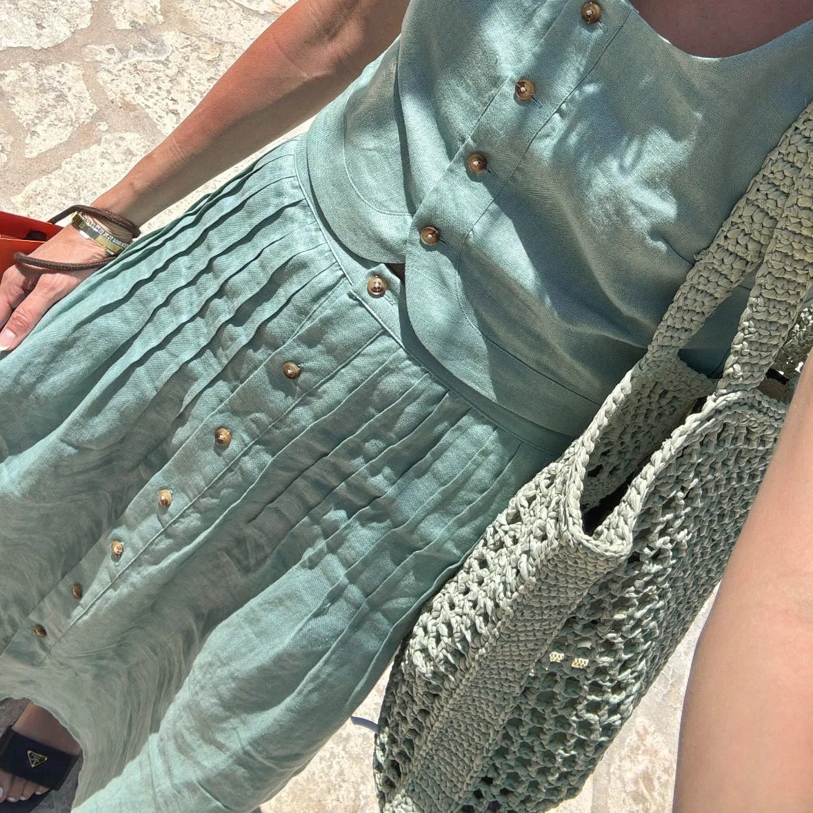 MASON'S DAUGHTER | Andrea Skirt, Sage Green Distressed finish Ripstop Texture