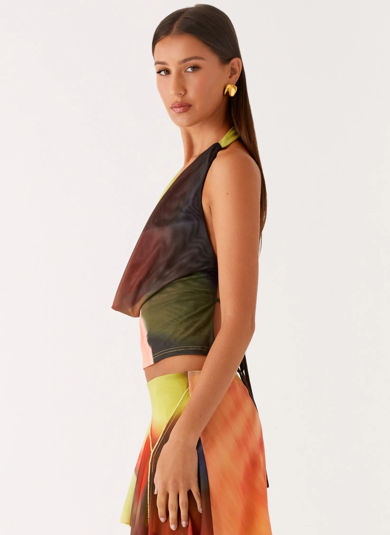 Quick Dry Tech Lustra Cowl Top - Moody Floral