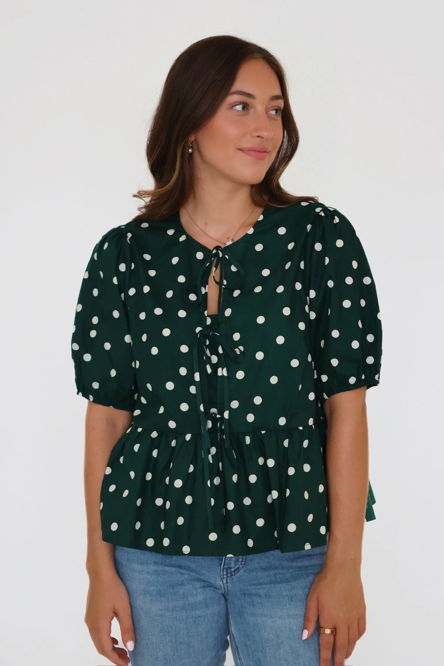 Agner Polka Dot Top CompressionSupportWeave OrganicCottonBlend