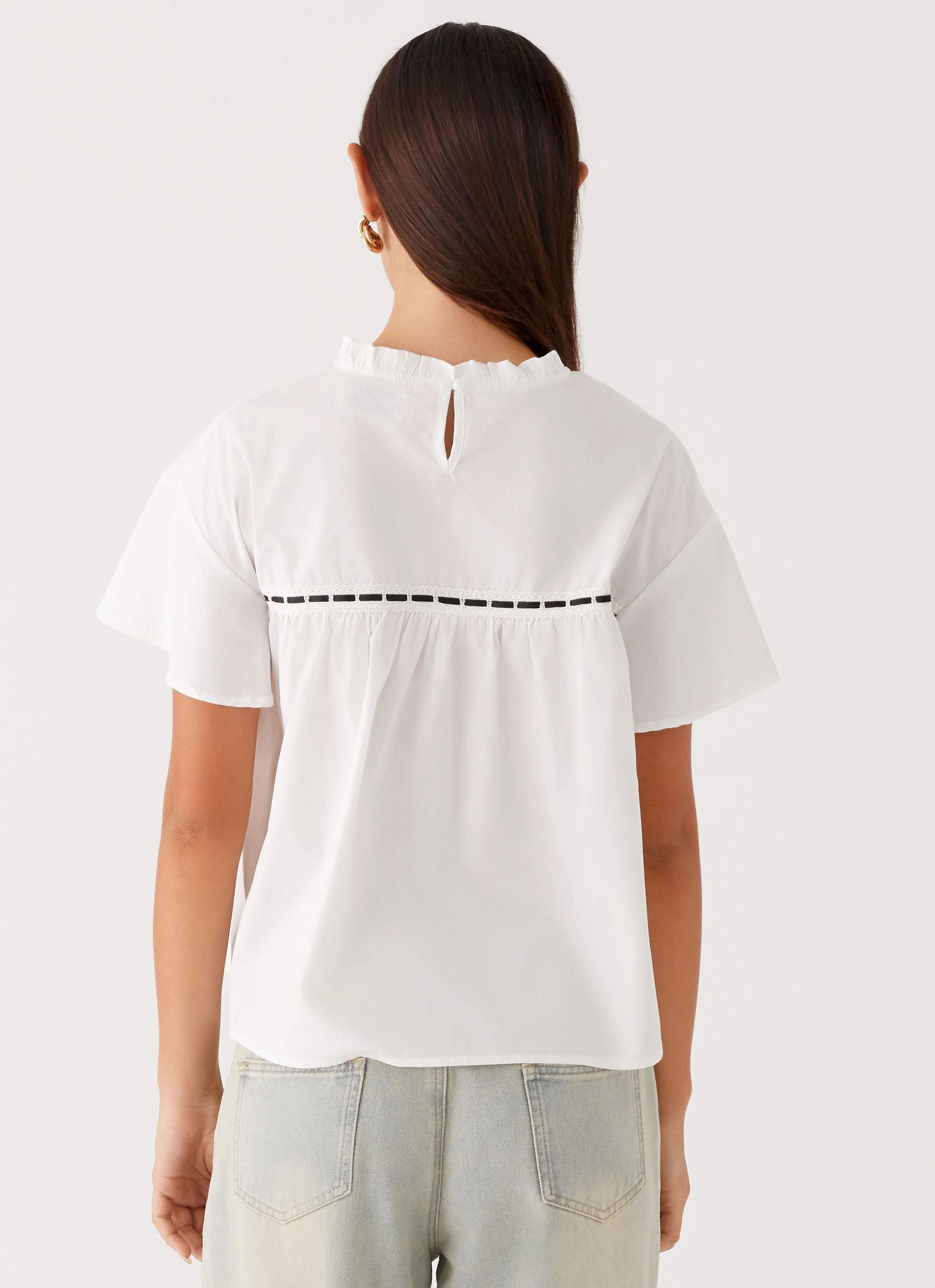 Tencel Cotton Hybrid Weave Friction Reducing Finish Lila Babydoll Top - White