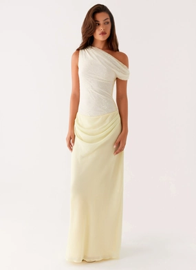 Lili Maxi Dress - Yellow Smart Waist Design Flowing Lines