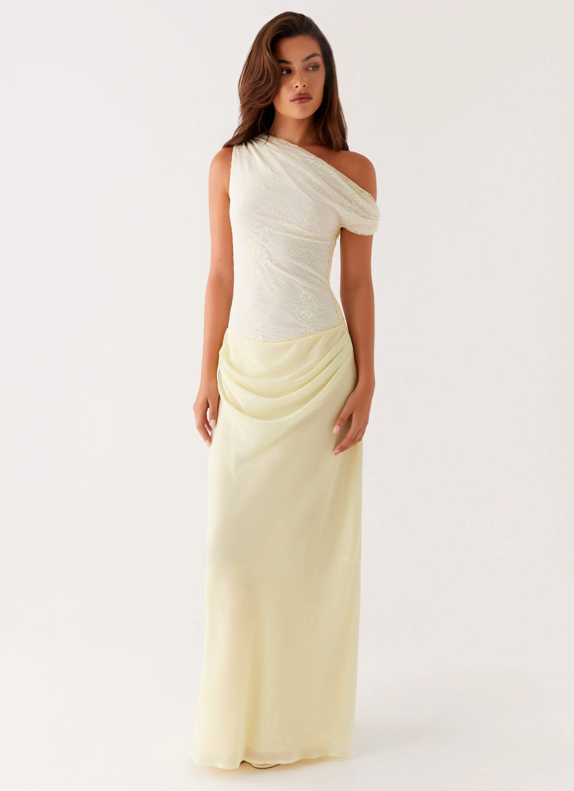 Lili Maxi Dress - Yellow Smart Waist Design Flowing Lines