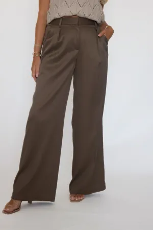 Lilibet Satin Pant - Khaki Eco Friendly Material Zip Pocket