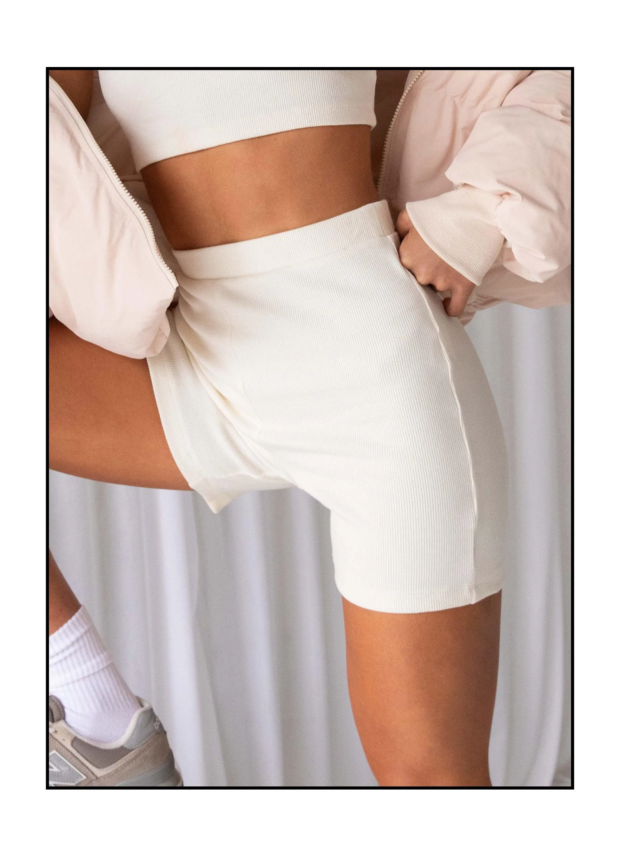 BreathableMaterial Limited Organic Cotton Rib Bike Shorts - Ivory