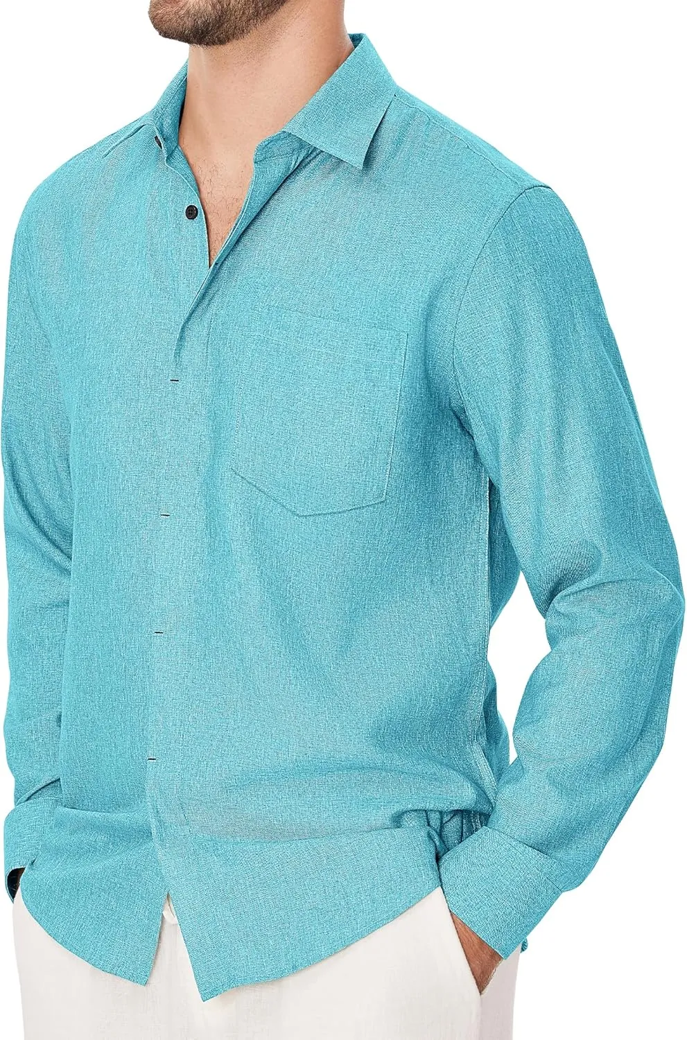 Linen Mens Dress Shirts Long Sleeve Linen Dress Shirts for Men Casual Linen Shirts for Men Button Down Shirt
