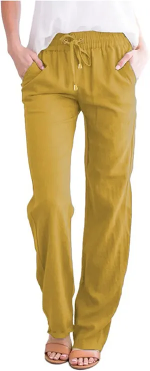 Linen Pants Women Long Linen Pants for Women White Linen Pants Women Wide Leg Pants Woman Elastic Drastring Trousers