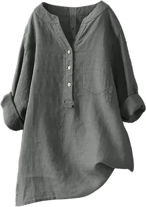 Linen Shirt for Women Breathable Tops Loose Crewneck Tops Womens Daily t Shirts Summer Shirts for Women 2025