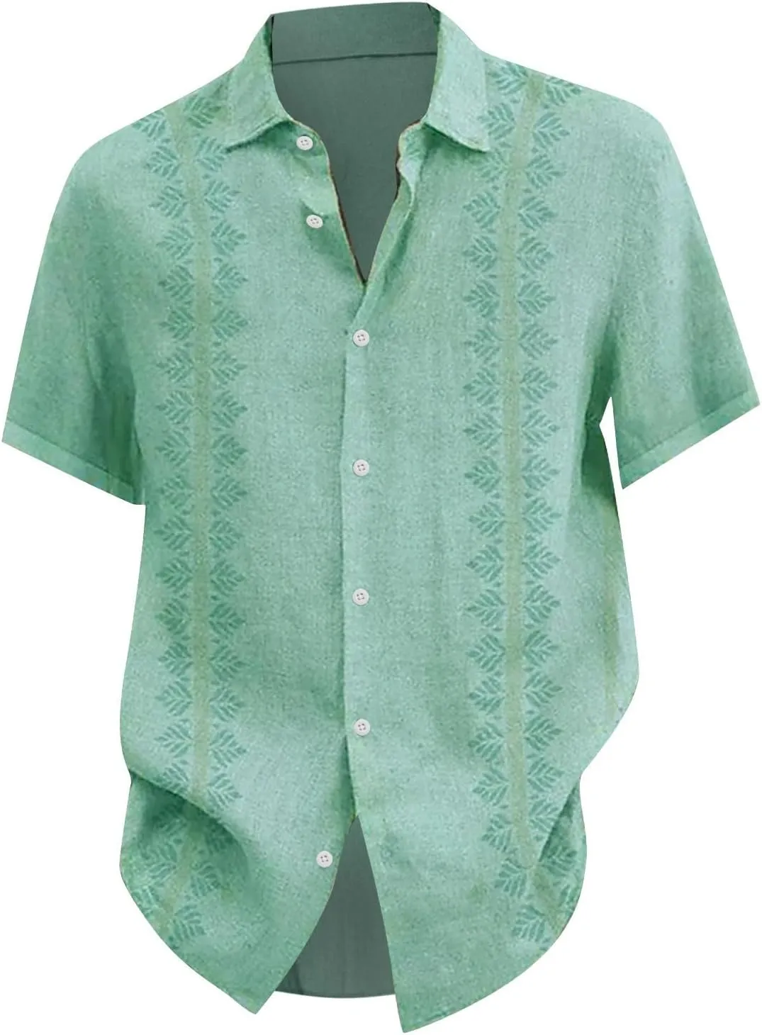 Linen Shirts for Men Cuban Shirts Guayabera Button Down Shirt Short Sleeve Summer Hawaiian Shirt